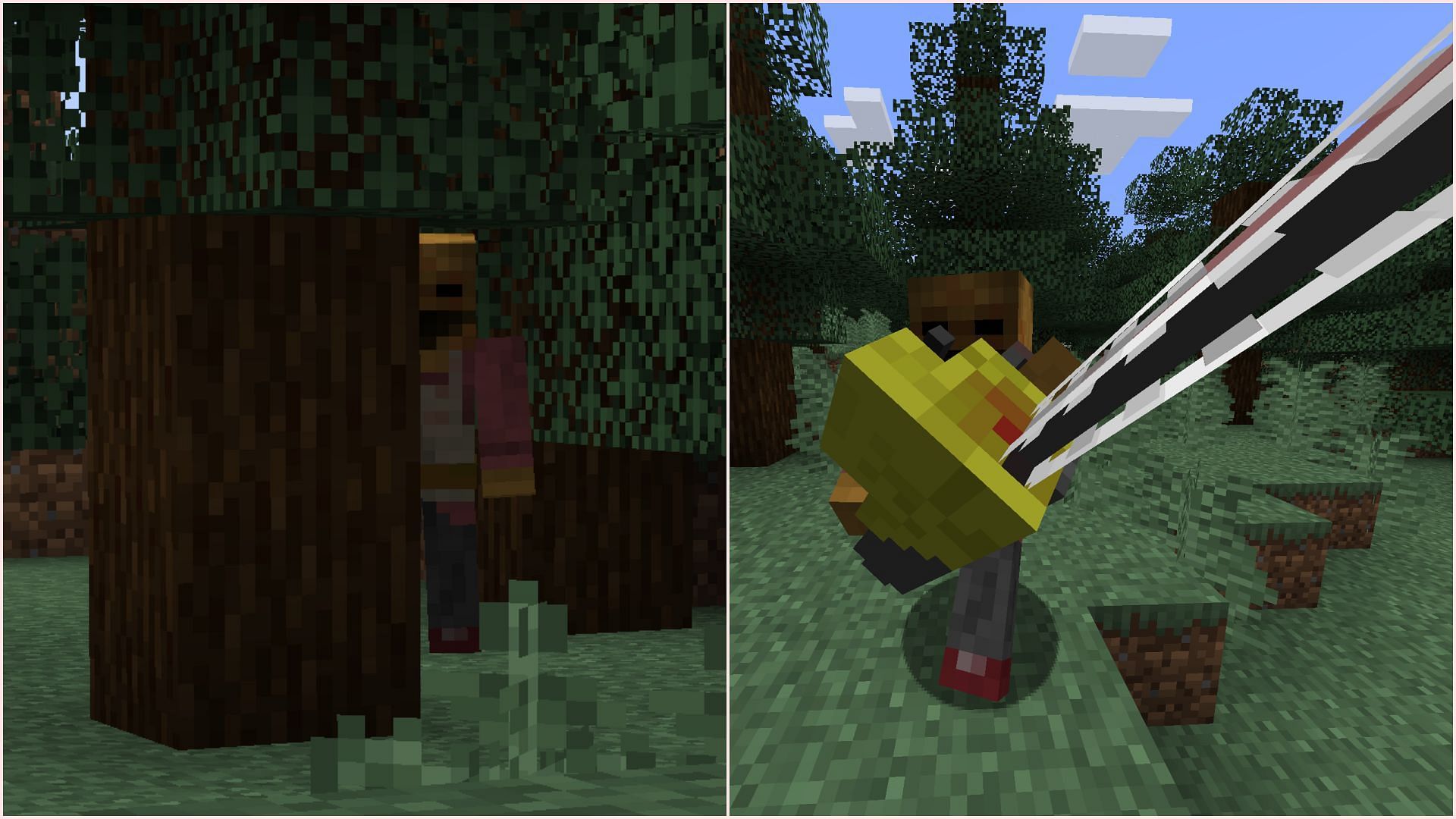 The mod adds a literal psychopath who stalks and tries to kill you (Image via Sportskeeda Gaming || Mojang Studios)